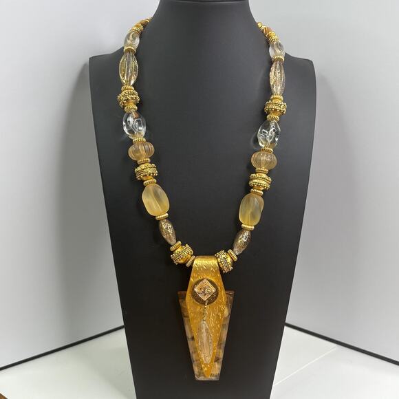 Vintage Anthony Alexander Gold Beaded Chunky Beaded Statement Necklace 20" - Picture 1 of 5